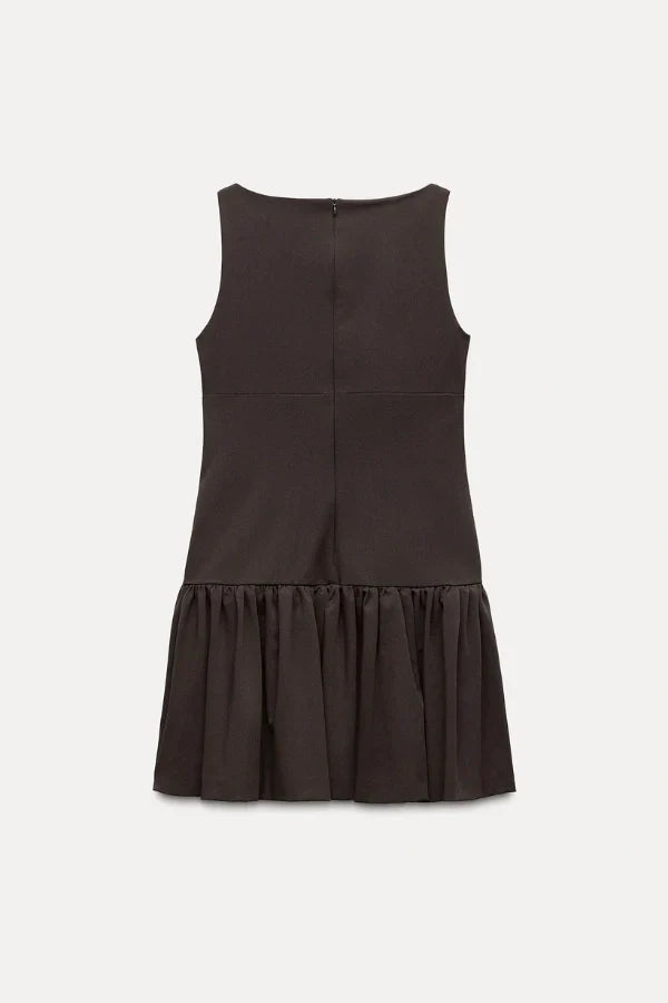 Florence Fiyonklu Fırfırlı Mini Elbise