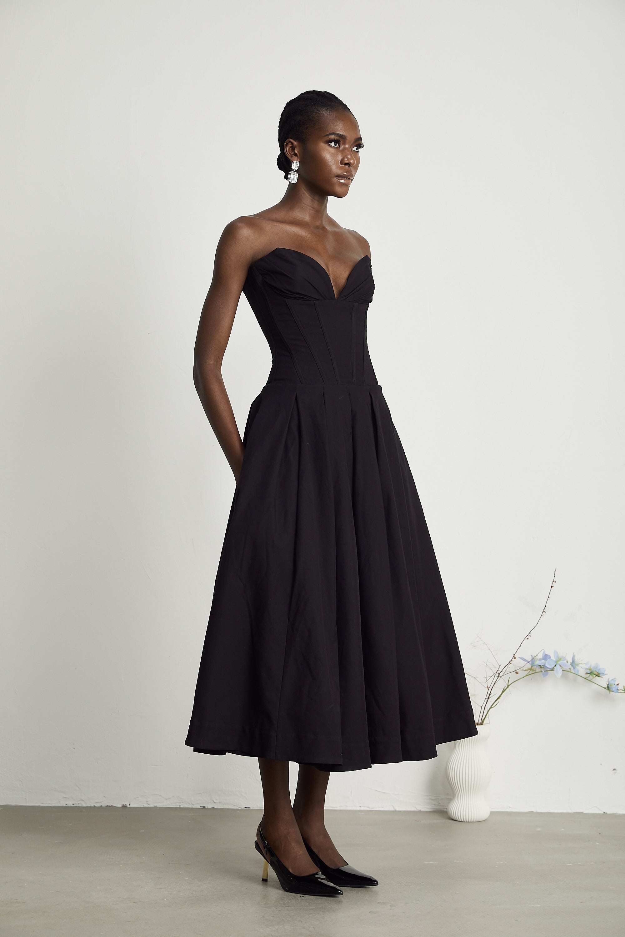 Katherine straplez korse midi elbise ®
