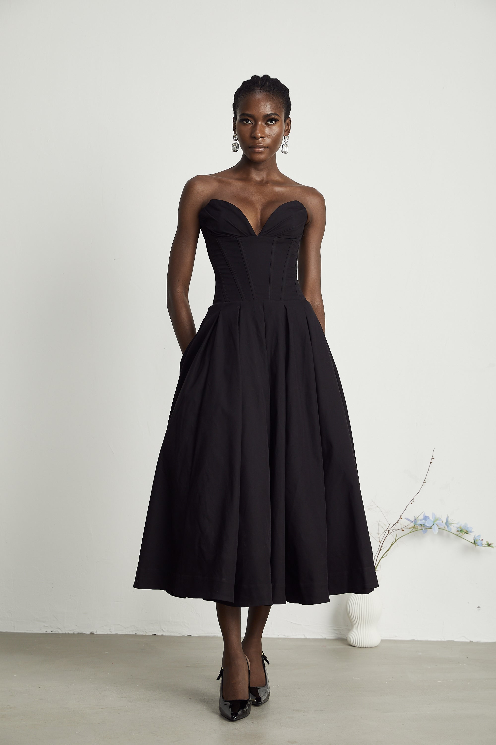 Katherine straplez korse midi elbise ®