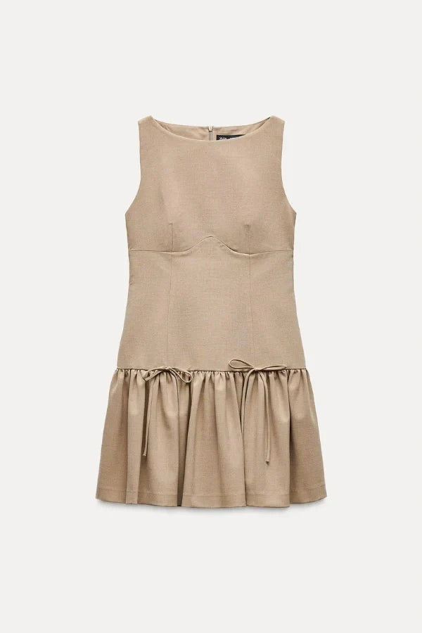 Florence Fiyonklu Fırfırlı Mini Elbise