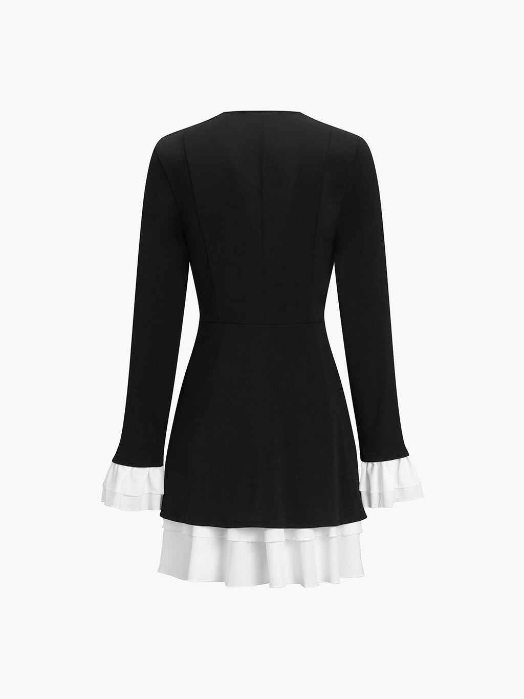 Siyah Uzun Kol Blazer V Yaka Düğme Detaylı Mini Elbise