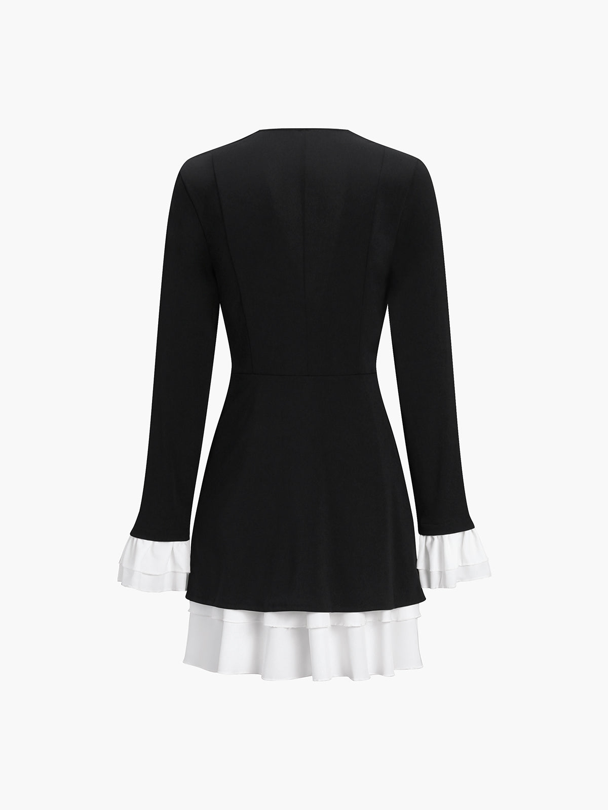 Siyah Uzun Kol Blazer V Yaka Düğme Detaylı Mini Elbise