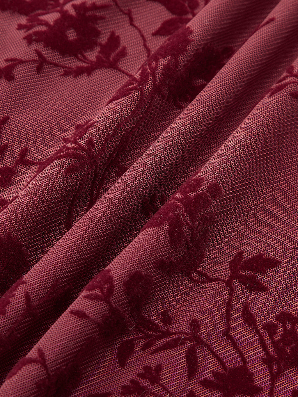 Bordo Fırfır Detaylı Çiçek Desenli Bağlamalı Mini Elbise