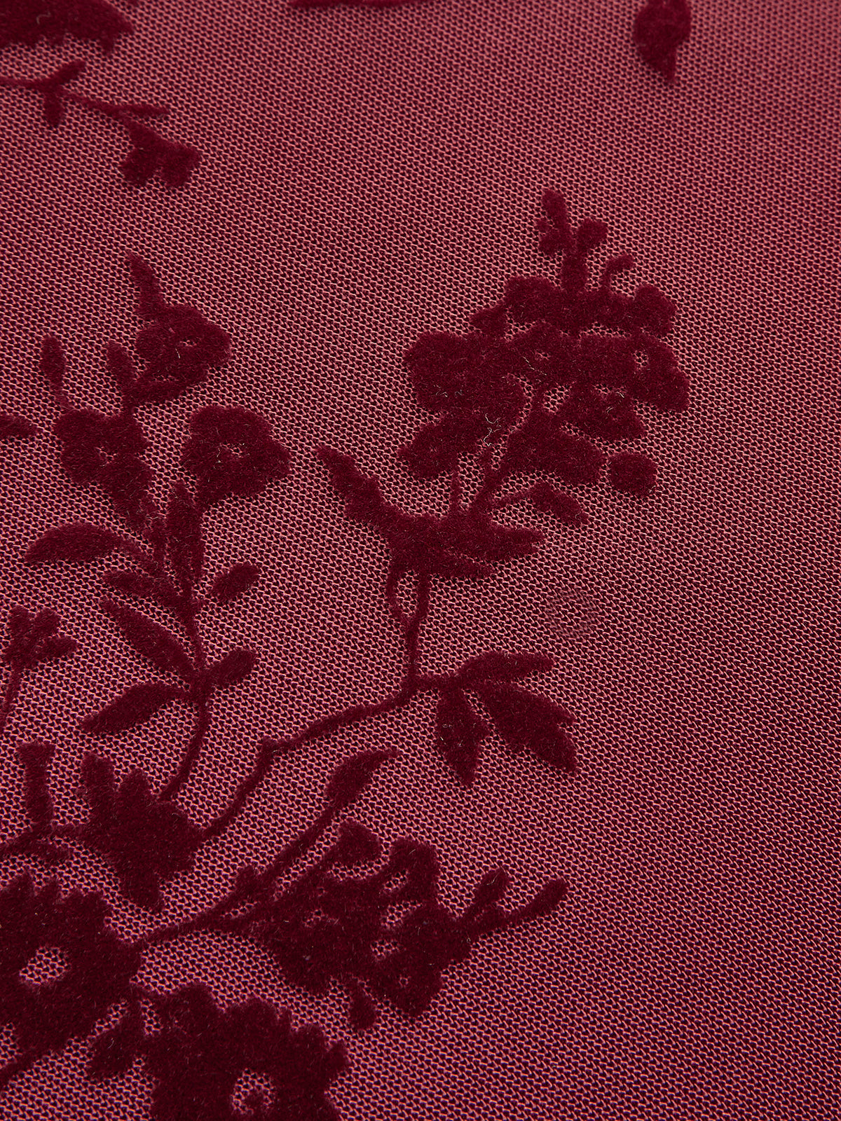 Bordo Fırfır Detaylı Çiçek Desenli Bağlamalı Mini Elbise