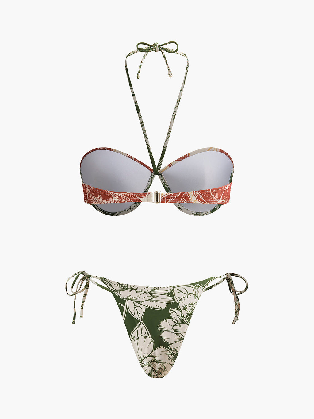 Çiçek Desenli Bağlamalı Yan Etek Bikini Seti