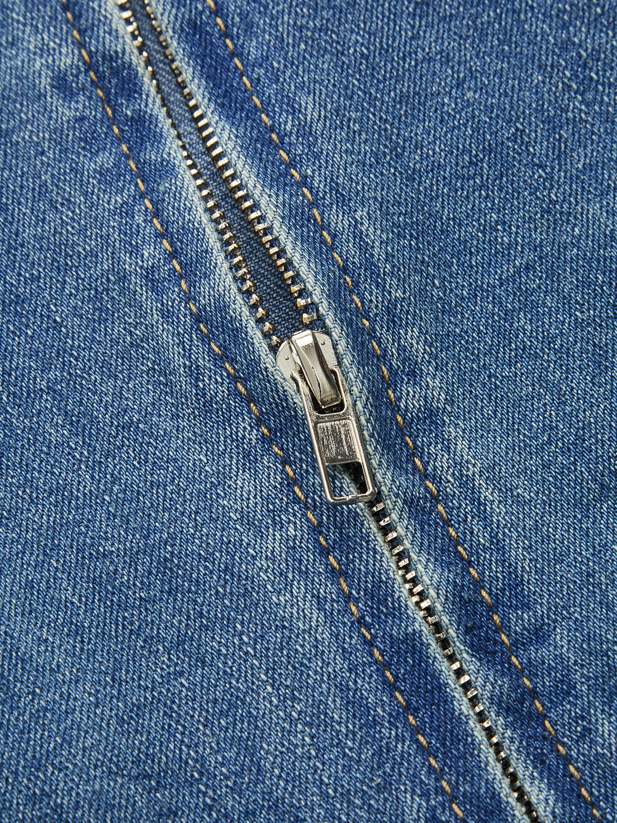 Halter Yaka Sırt Dekolteli Denim Midi Elbise