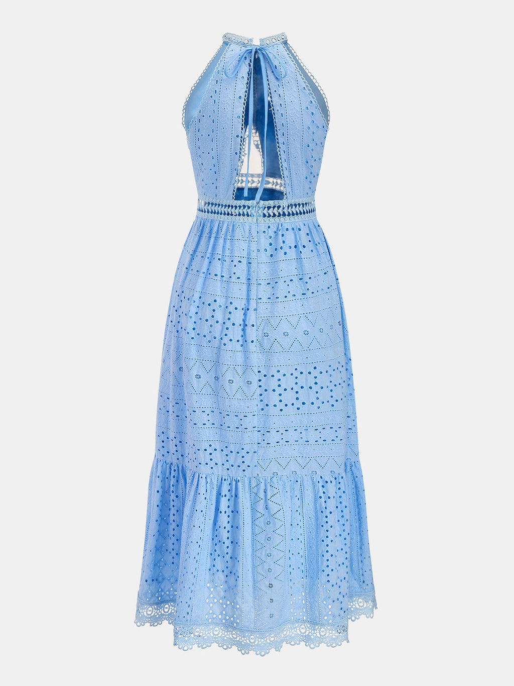 Halter Yaka Fisto Dekolteli Midi Elbise