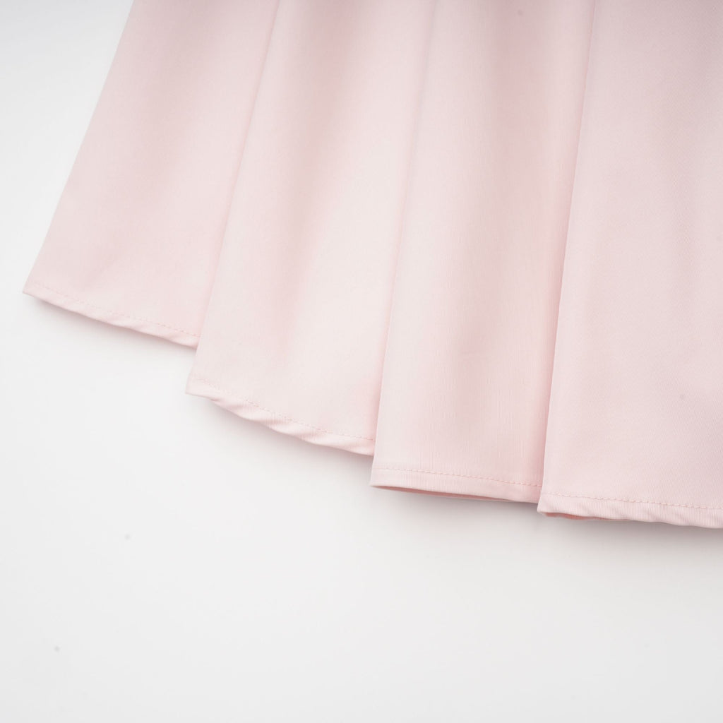 Soleil Pembe Pilili Korse Midi Elbise