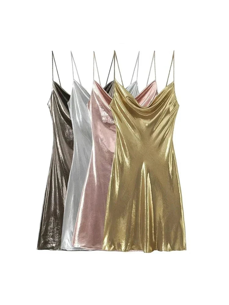 Martinez Metalik Mini Elbise