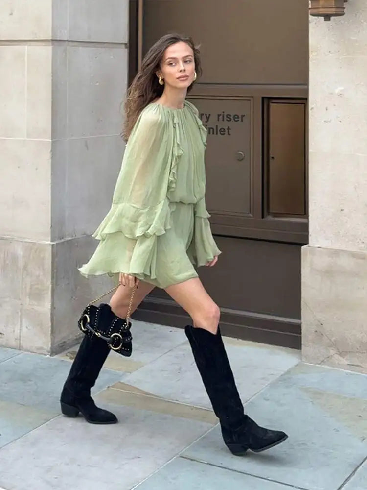 Aurelia Şifon Uçuş Mini Elbise