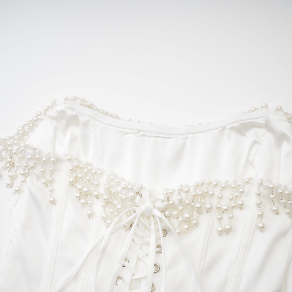 Roseline Suni İnci İşlemeli Midi Elbise