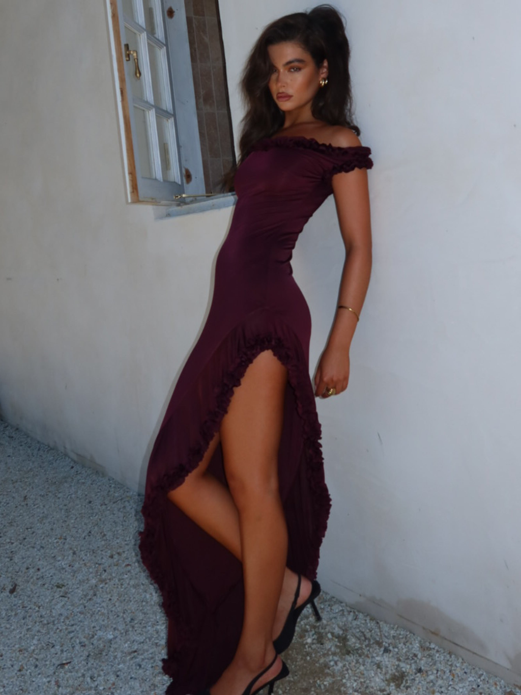 Arielle Fırfır Detaylı Midi Elbise