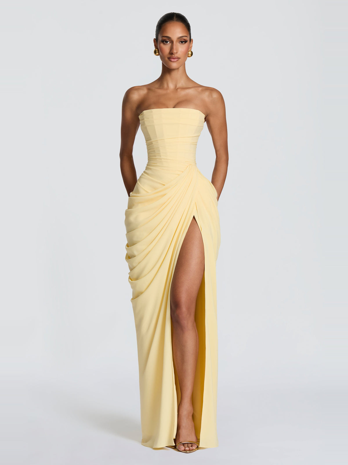 Soleil Korse Detaylı Maxi Elbise