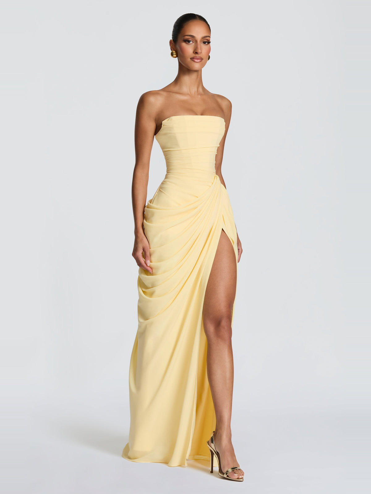 Soleil Korse Detaylı Maxi Elbise