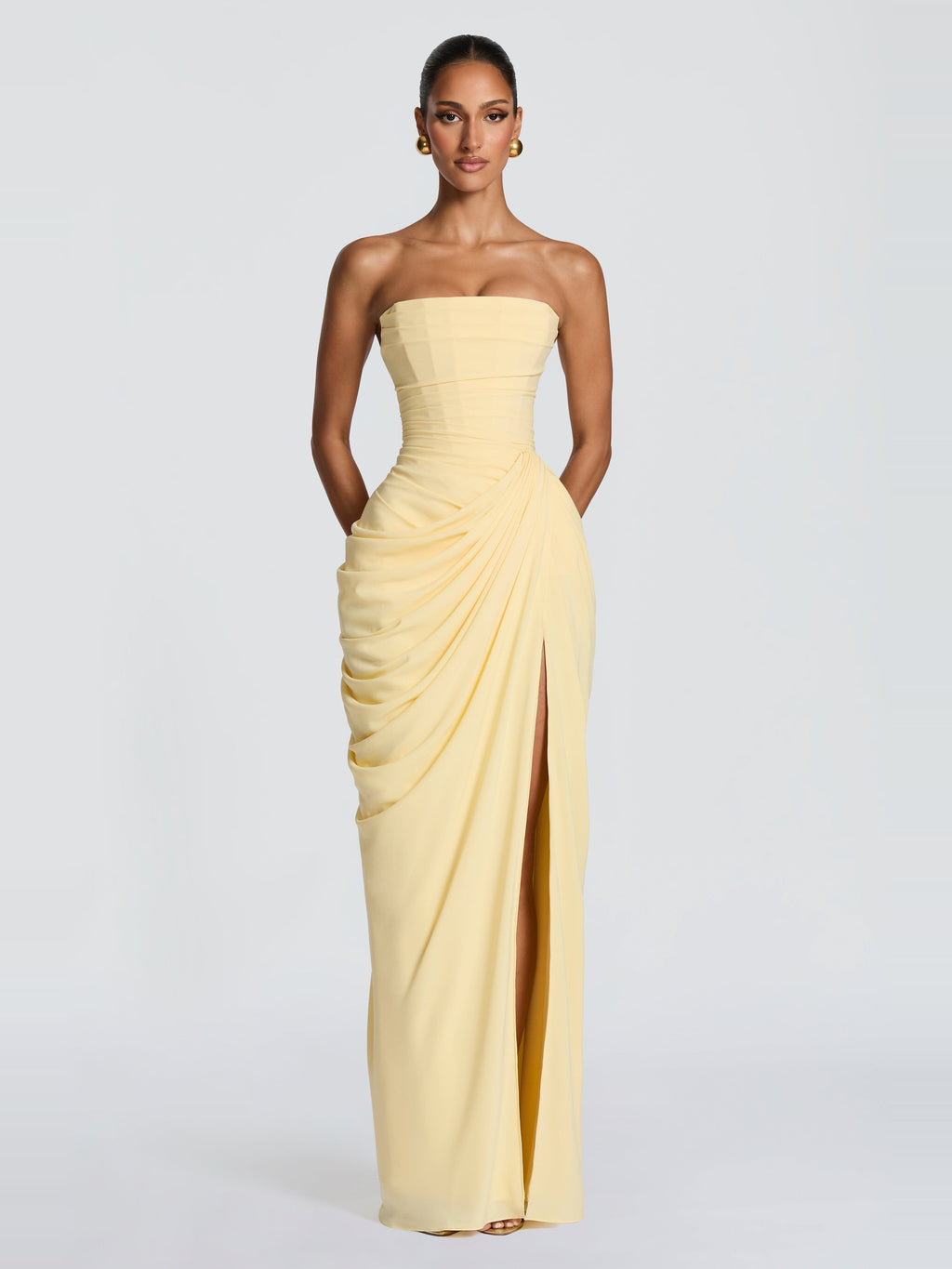Soleil Korse Detaylı Maxi Elbise
