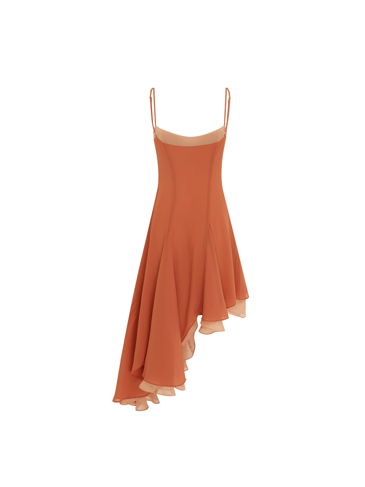 Asimetrik Saten Elbise - Şeftali