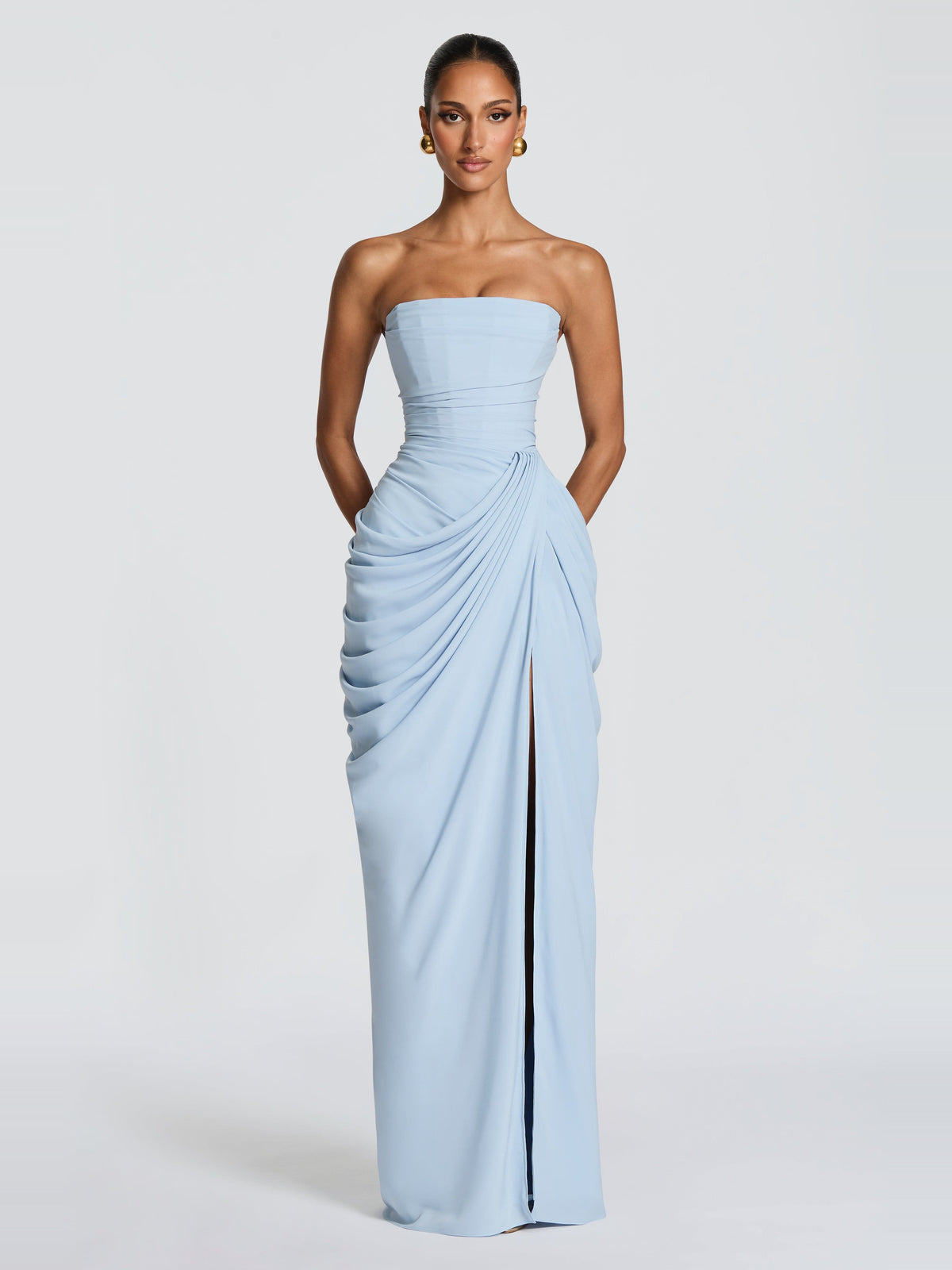 Soleil Korse Detaylı Maxi Elbise