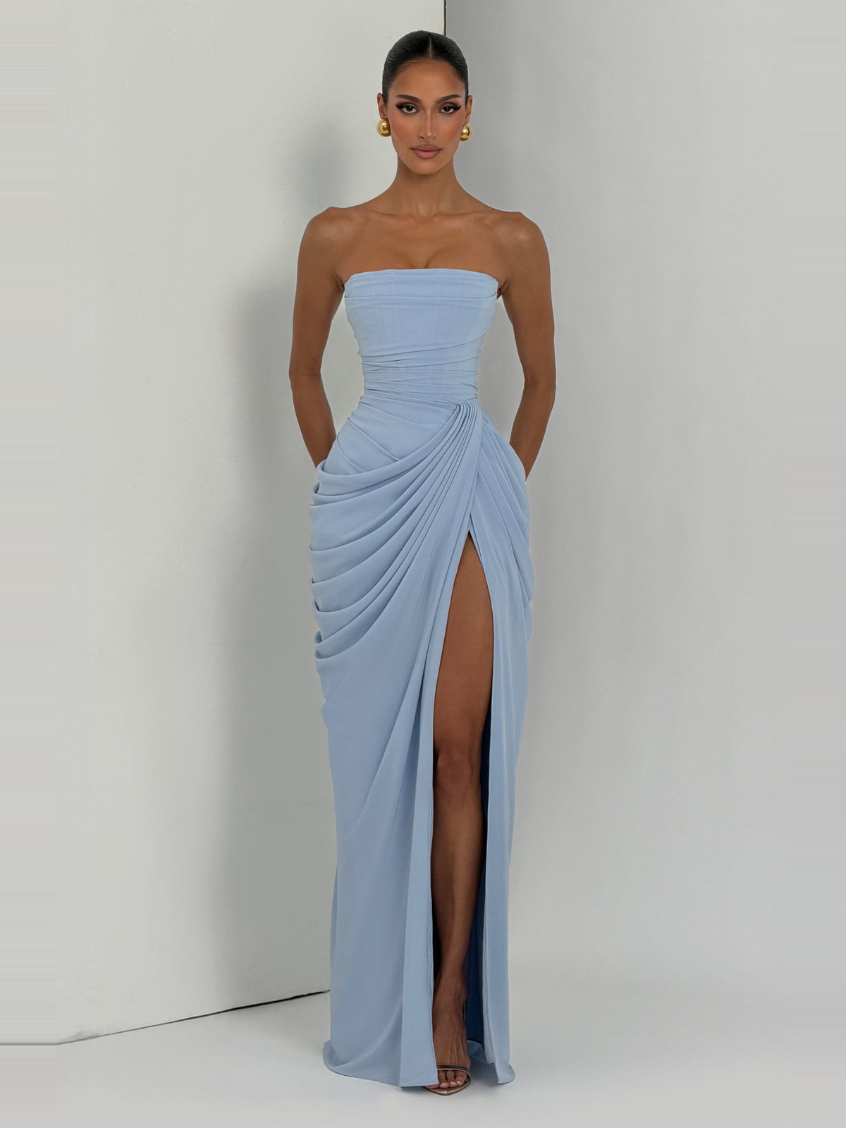 Soleil Korse Detaylı Maxi Elbise