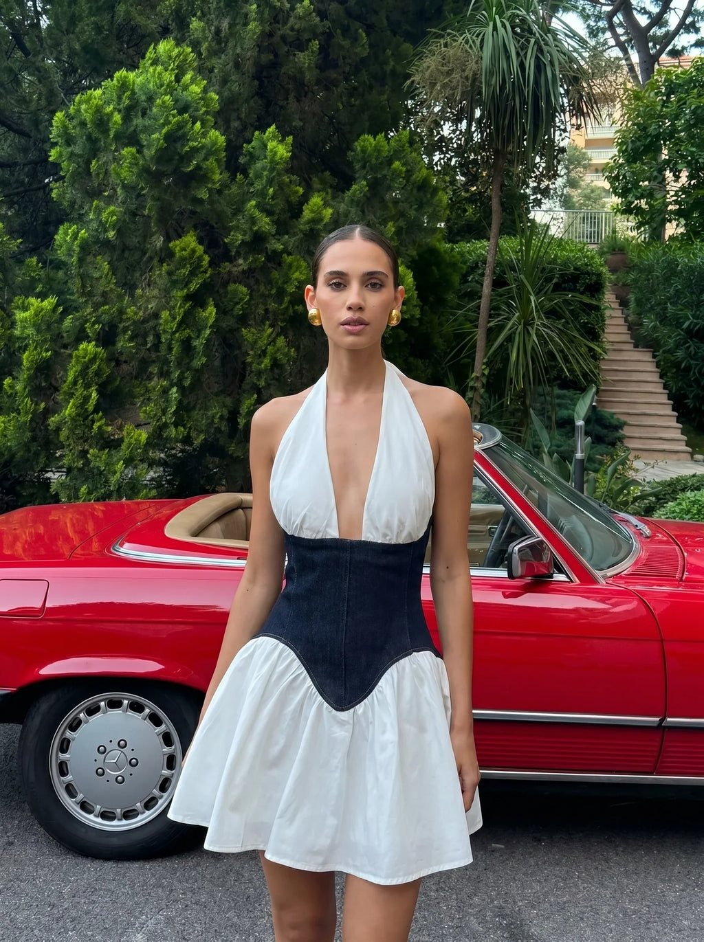 Merlyn Çivit Mavi Denim Pamuklu Kesim Mini Elbise
