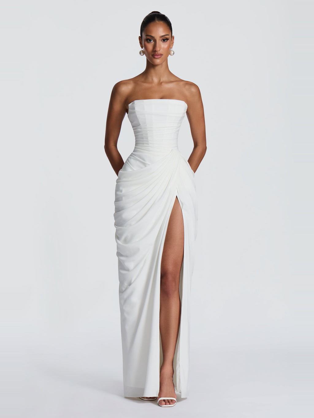 Soleil Korse Detaylı Maxi Elbise