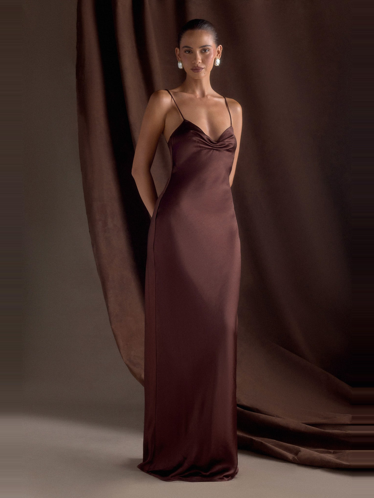 Lilly Saten Maxi Elbise