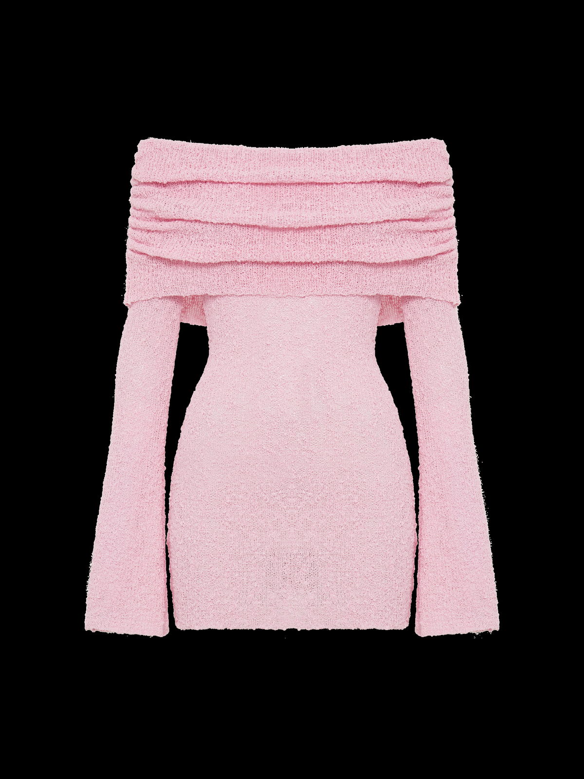 Bebek Pembe Omuz Açık Bukle Mini Elbise