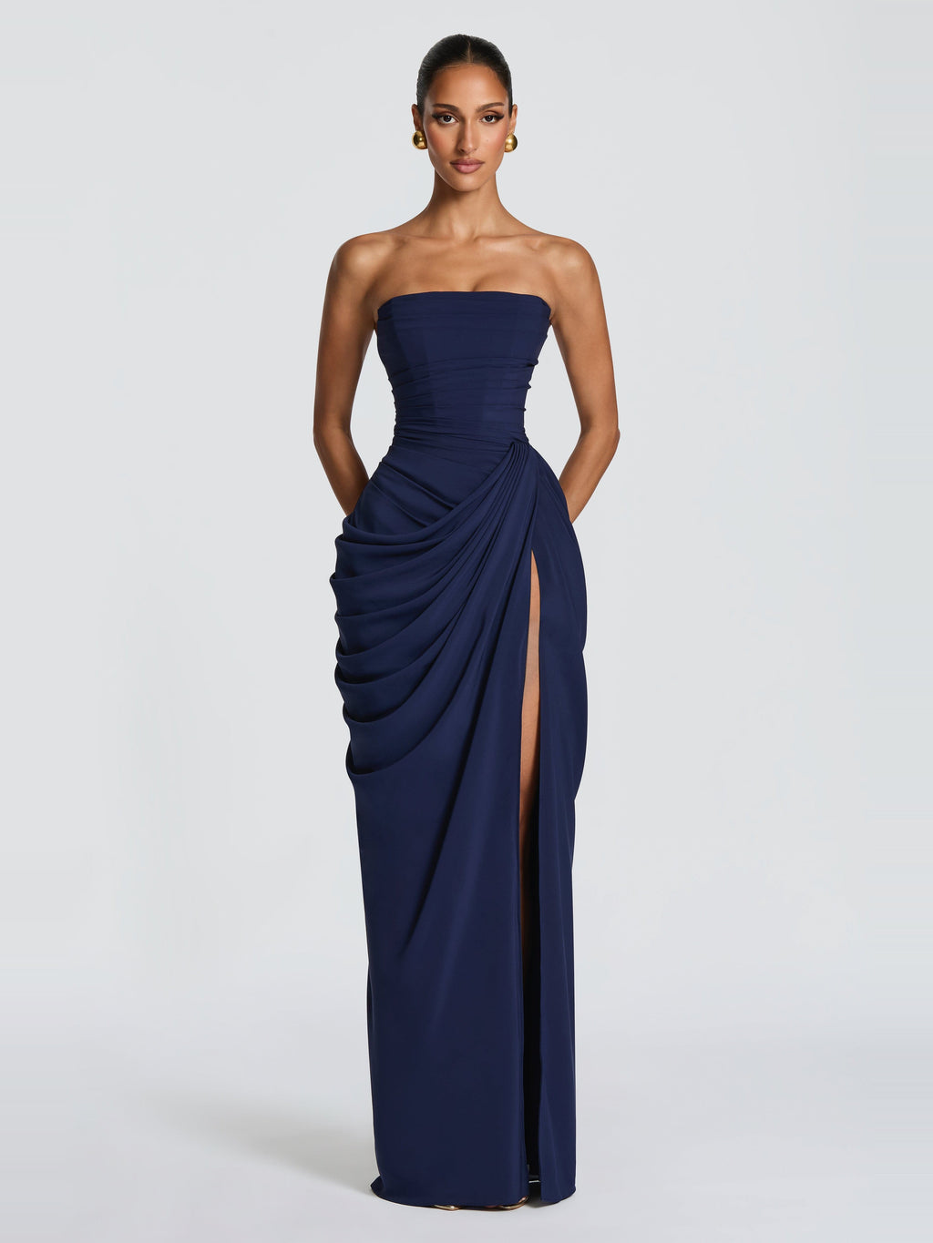 Soleil Korse Detaylı Maxi Elbise