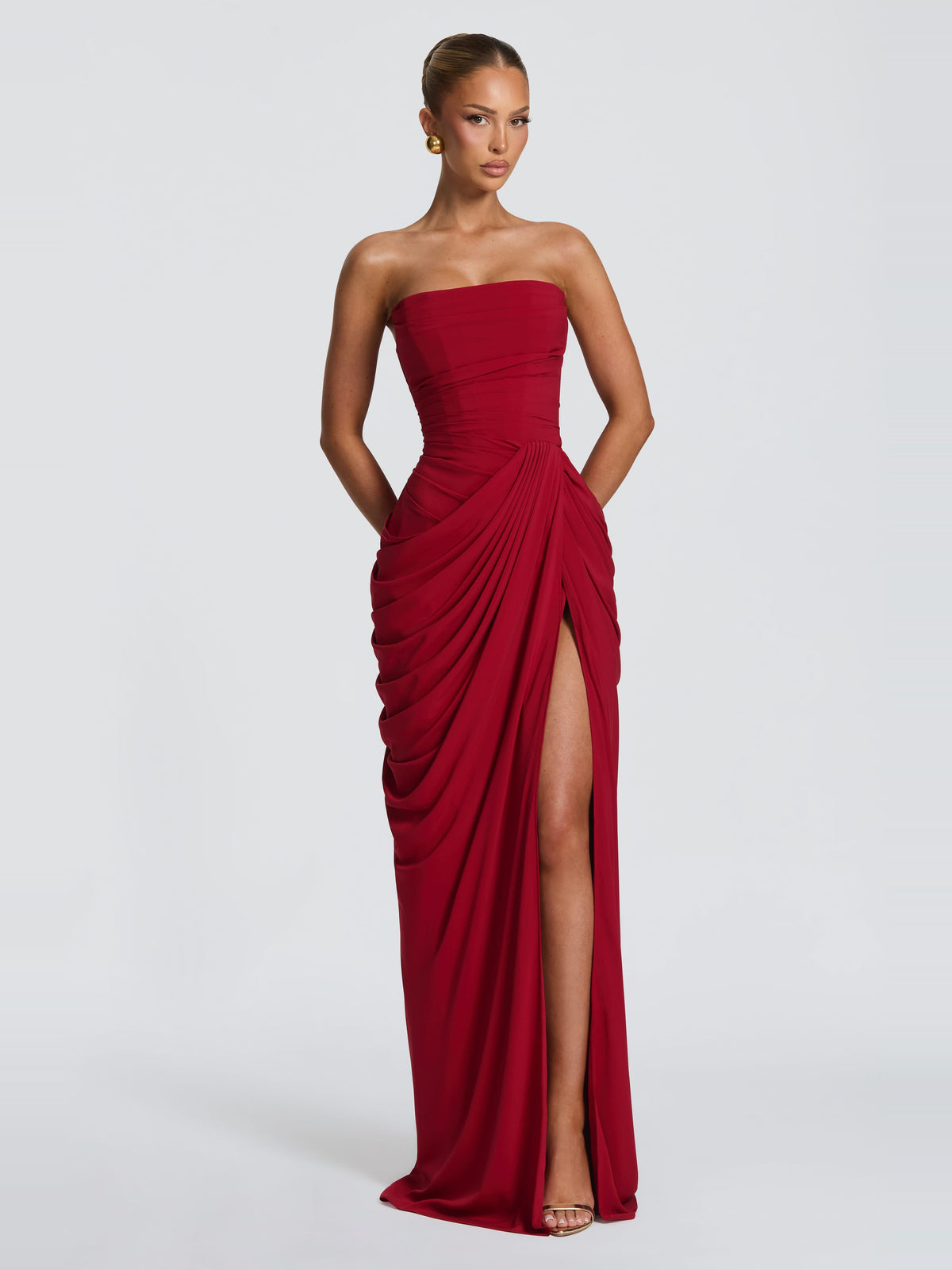 Soleil Korse Detaylı Maxi Elbise