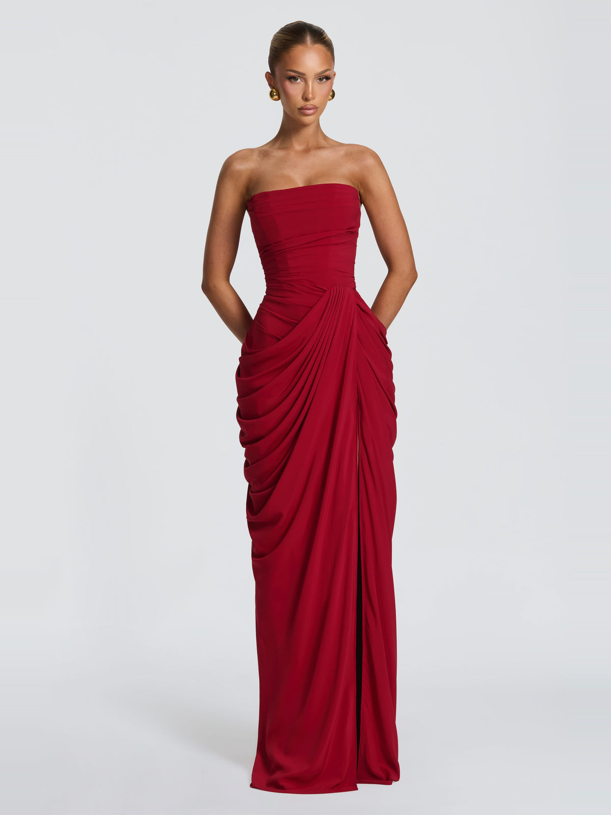 Soleil Korse Detaylı Maxi Elbise