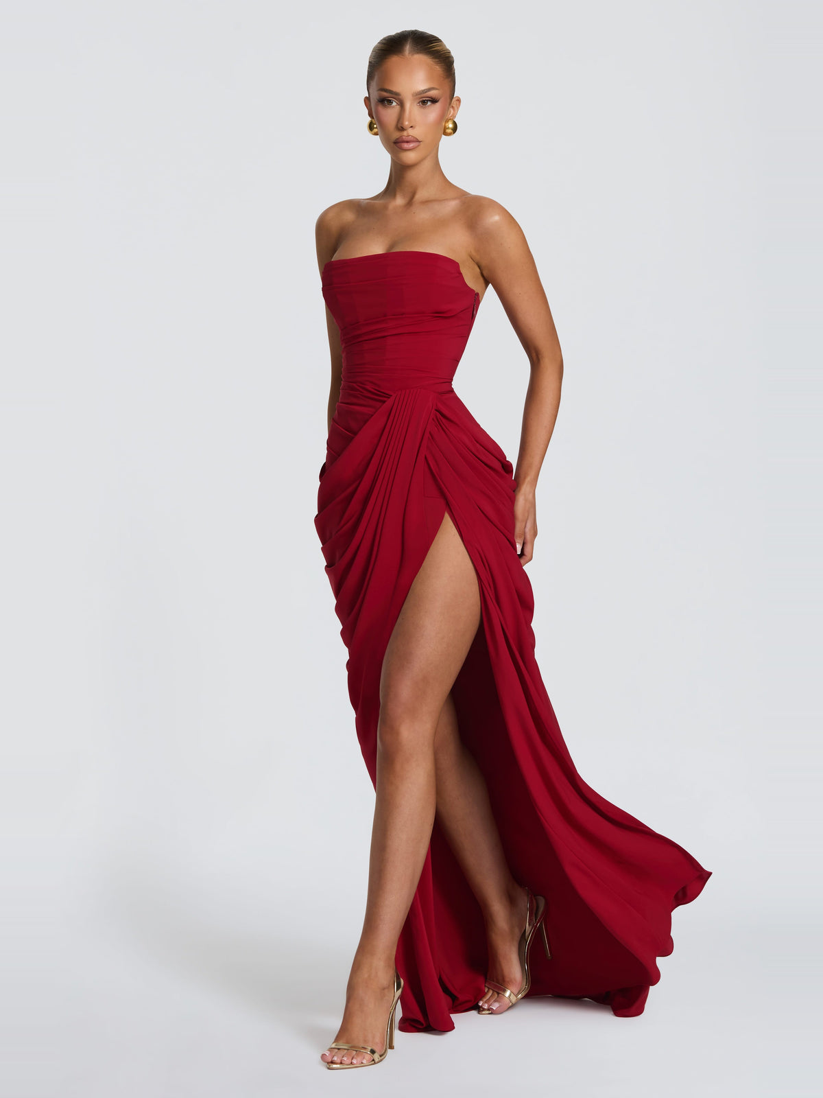 Soleil Korse Detaylı Maxi Elbise
