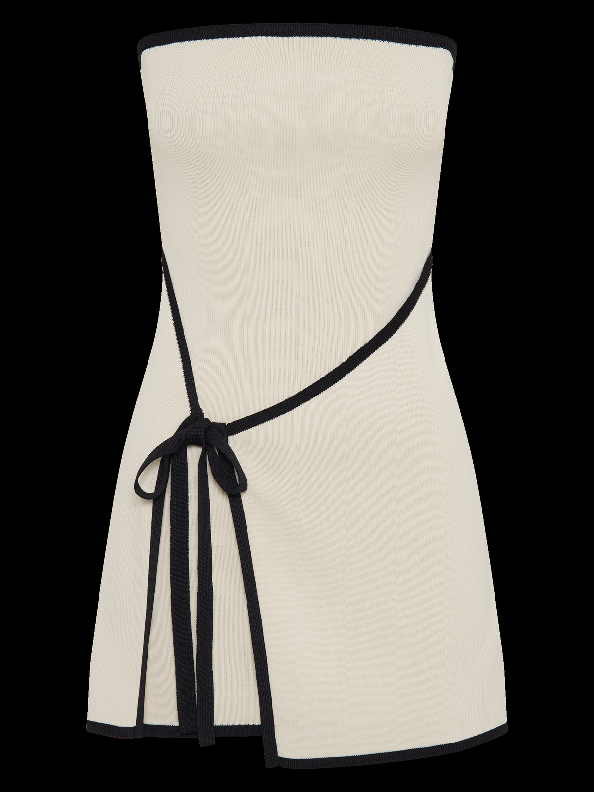 Krem Straplez Triko Mini Elbise