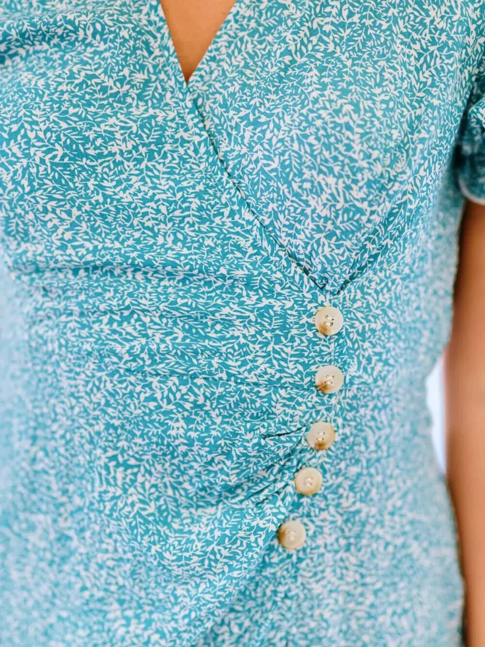 Puf Kollu Faux Wrap Midi Elbise ®